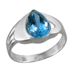 Schmuck-Michel Damen Ring Silber 925 Blautopas Tropfen 2,2 Karat (2390) Ringgröße 63