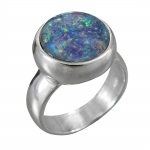 Schmuck-Michel Damen Ring Silber 925 Opal-Triplette 12 mm (R3) - Ringgröße 60